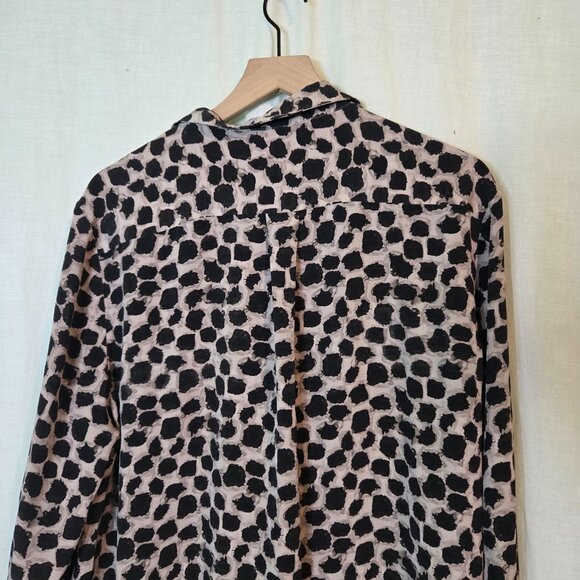 M.M. LaFleur shirt womens XXL allover abstract print neutrals silk long-sleeve - Picture 6 of 8